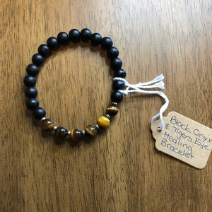 Men's Handmade Black Onyx & Tigers Eye Bracelet